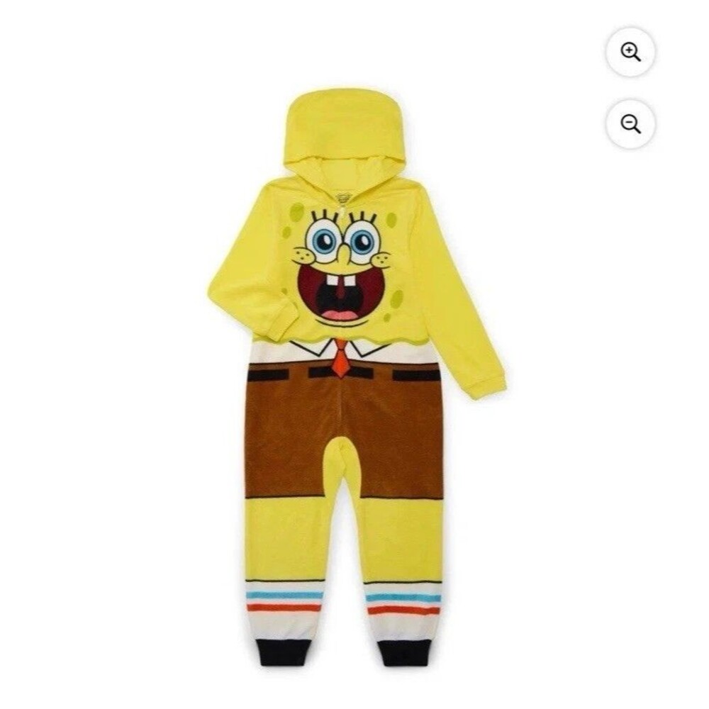 T10 SpongeBob SquarePants One-piece Hooded PJs/Costume Kids L 10-12